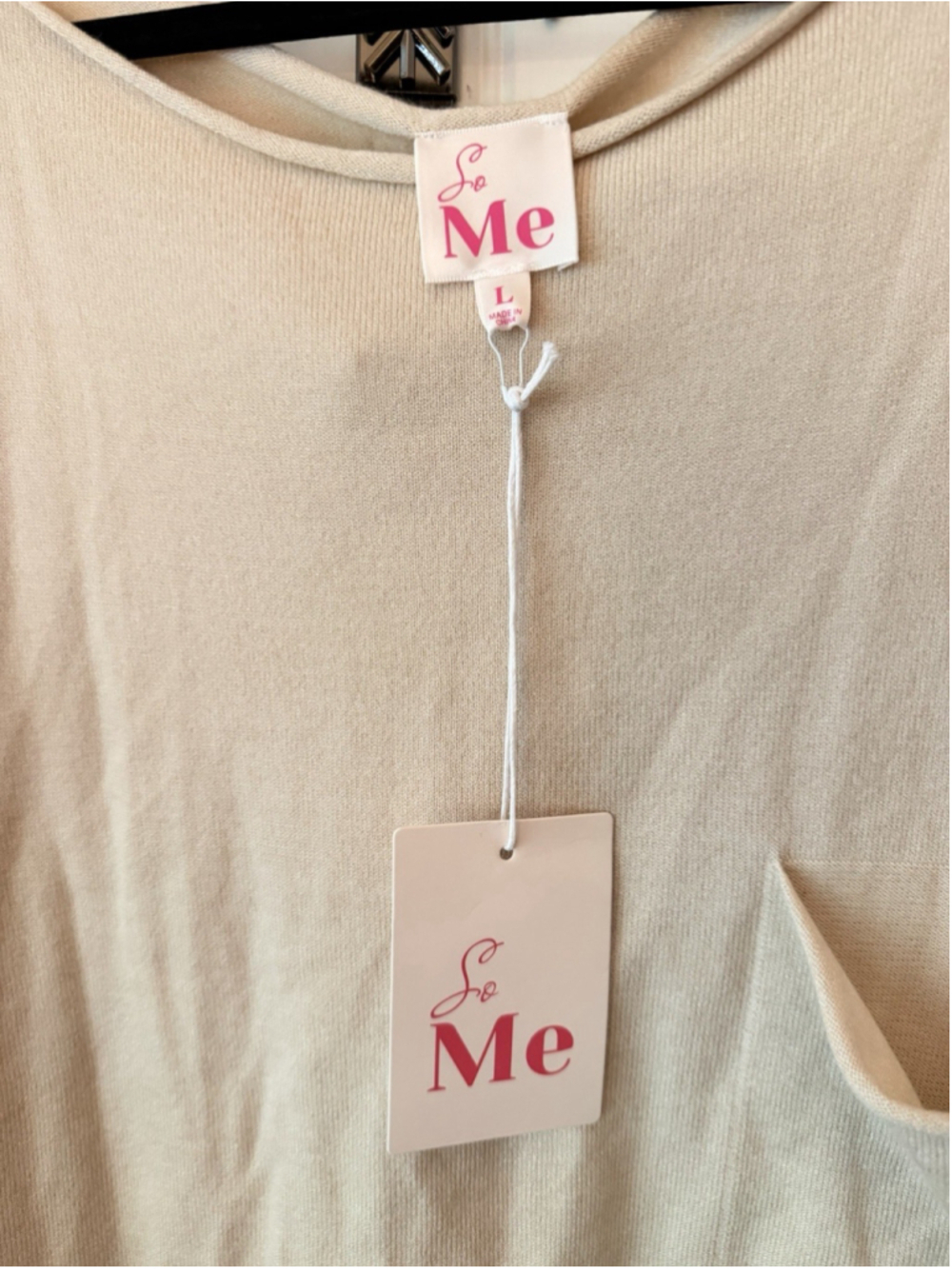 🇺🇸 So Me Lightweight Knit Dolman Sleeve Sweater Top Beige Cream Large Boho - Picture 4 of 6
